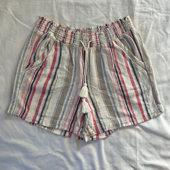 Briggs Stripe Linen Blend Drawstring High Waist Shorts (Set of 3) | Size M - Picture 7 of 9